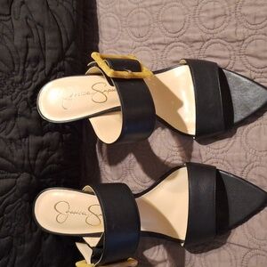Jessica Simpson Black Heels with Gold Buckle